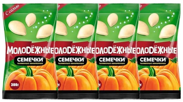 Семечки "Молодежные" от Мартина тыквенные с солью, 300г х 4шт