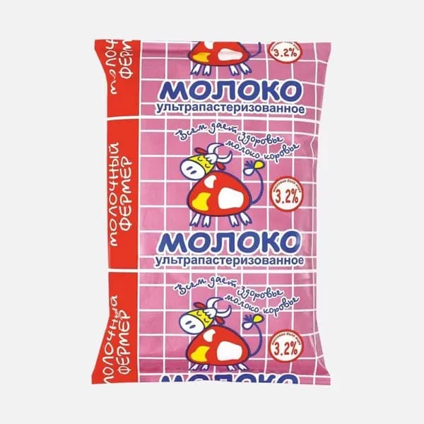 4 штуки: Молоко ультрапастеризованное Молочный Фермер 3.2%, 0,9 л