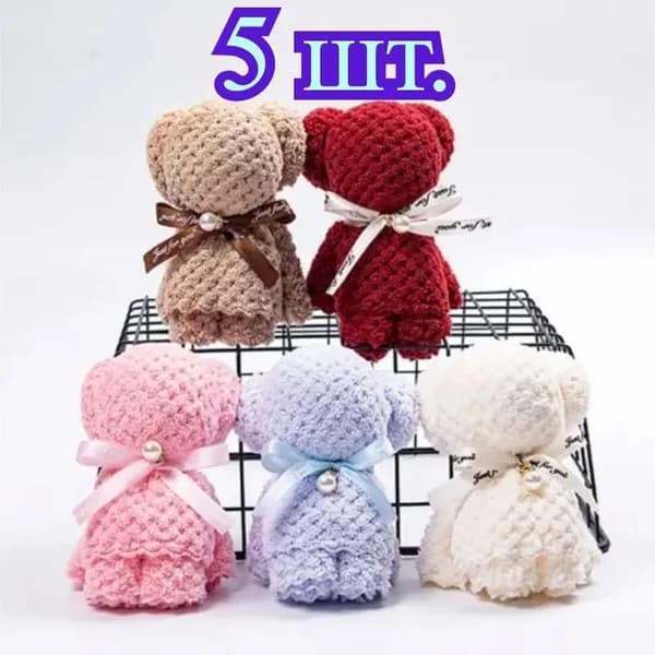 Полотенце для лица, рук 30x30 см, красный, светло-розовый, 5 шт