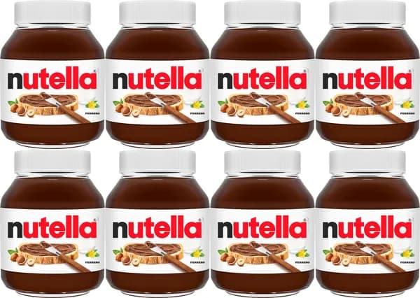 Паста Nutella ореховая с добавлением какао, комплект: 8 упаковок по 180 г