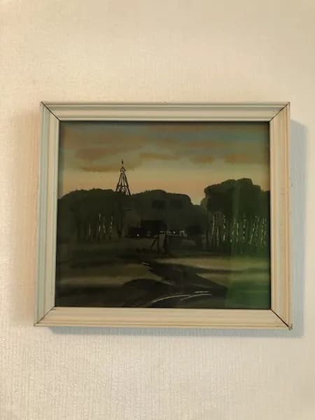Картина винтажная, худ. Анащенко П.А., 1991г. "СВЕТ в ОКНЕ", 20*20см, б/а, в деревянной раме