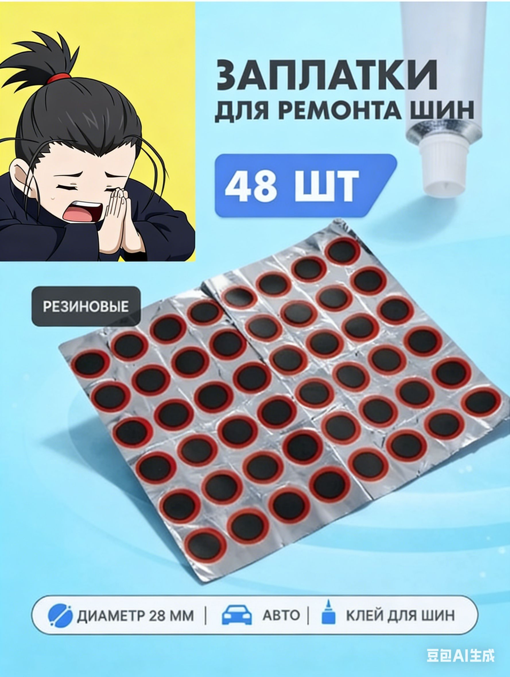 Заплатка шиноремонтная, 1 шт.