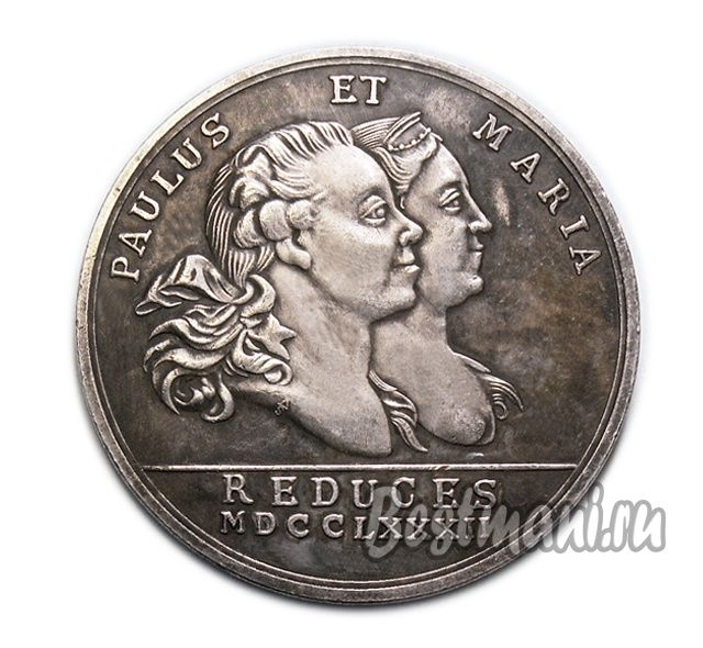 Серебряная медаль Павел и Мария Федоровна 1782 года