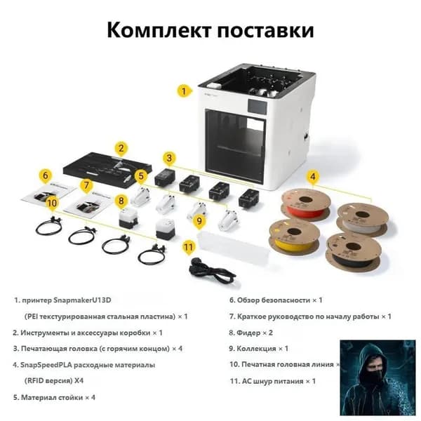 принтер Snapmaker U1 (CN-версия ознакомьтесь с информацией на изображении.)