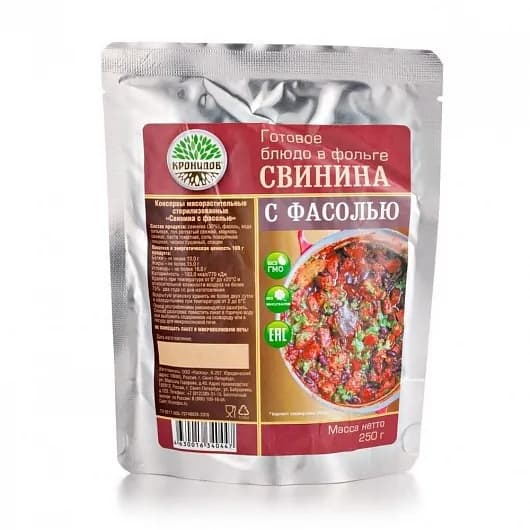 Готовое блюдо Свинина с фасолью 250 г. (Кронидов)