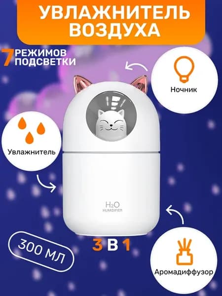 Увлажнитель воздуха котик ночник с подсветкой