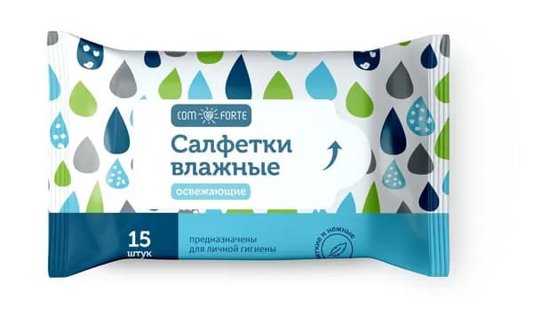 Салфетки влажные освежающие 15 шт ComForte