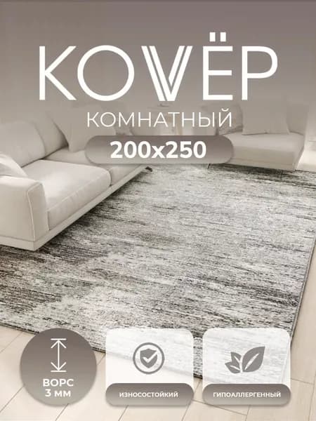 Комнатный ковер на пол 200х250 с ворсом
