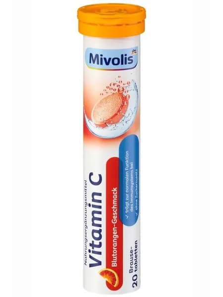 Mivolis Vitamin C Шипучие таблетки, 20 шт, для поддержки здоровья и повышения энергии