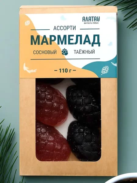 Мармелад натуральный Ассорти (Сосновый + Таежный) Алатау, 110 гр, полезные сладости