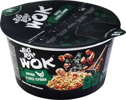 Лапша Big Bon Wok Курица/Терияки, с овощами, курицей, 85 г,1 штуки