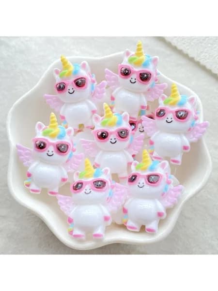 10pcs смола единорог декоративные аксессуары