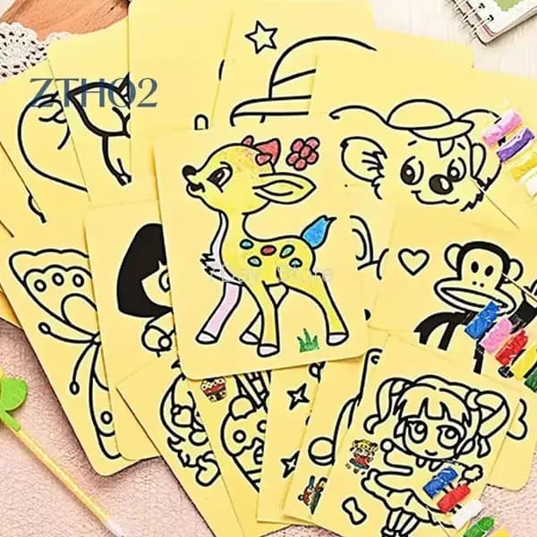 Набор для песочной живописи, детский DIY, 10 листов с желтой основой и цветным песком