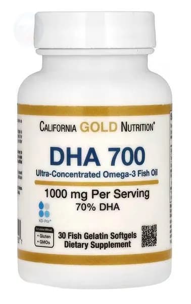California Gold Nutrition, DHA 700, рыбий жир фармацевтической степени чистоты, 1000 мг, 30 рыбно-желатиновых капсул