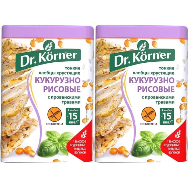 Хлебцы кукурузно-рисовые Dr.Korner с прованскими травами 100 г, набор: 2 штуки
