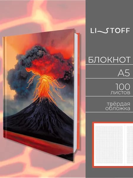 Блокнот в клетку Listoff A5, 100 листов; записная книжка в твердой обложке
