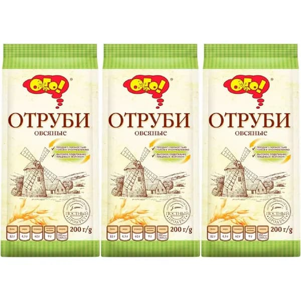 Отруби Ого! овсяные 200 г, набор: 3 штуки