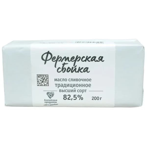 Масло сливочное Фермерская Сбойка 82.5%, 200г
