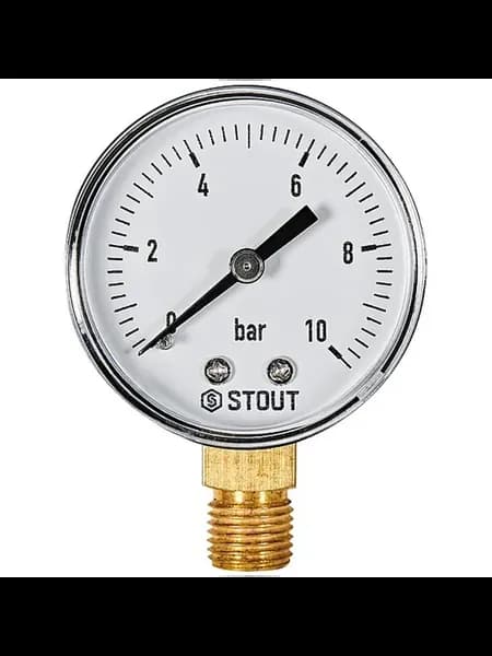Манометр радиальный STOUT. Корпус Dn 50 мм 1 4, 0.10 бар