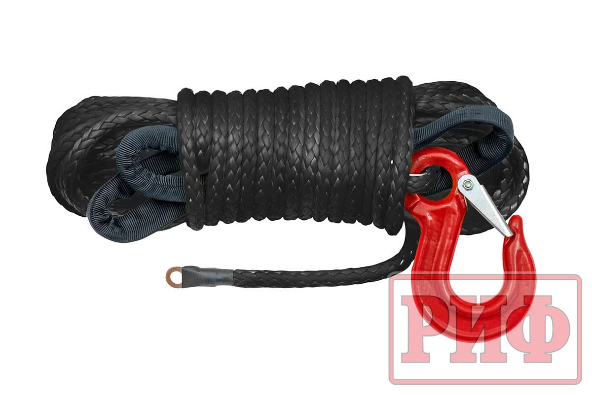 Трос для лебёдки синтетический РИФ 6 мм/15 м черный (готовый) арт.Rope6mm15mBL
