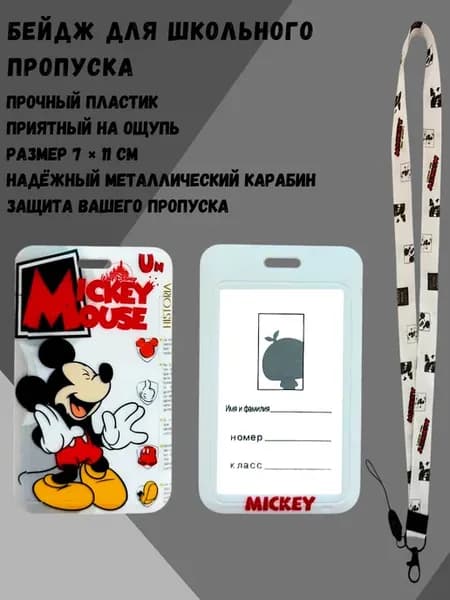 Бейджик на шею для пропуска для школьника мальчика