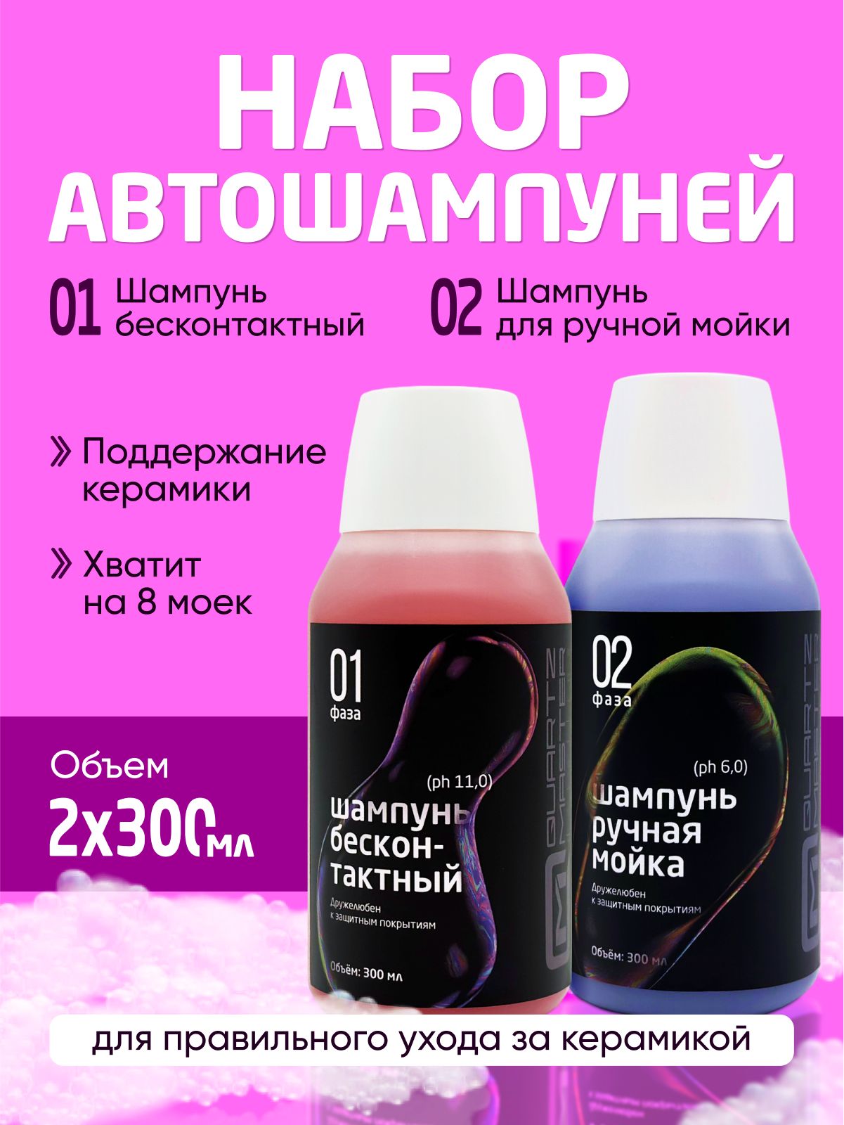 Набор автошампуней для ручной и бесконтактной мойки 300мл+300мл