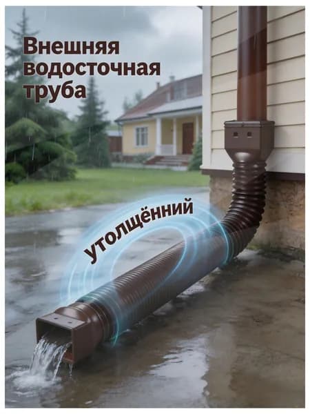 Водосточная труба, удлинитель для дренажа из коричневого пластика квадратной формы, подходит для дренажа ил