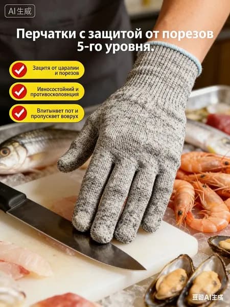 Перчатки с защитой от порезов из экологичного материала HPPE