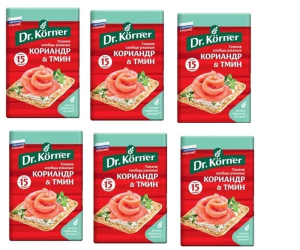 Dr. Korner Хлебцы ржаные с кориандром и тмином, 100г, 6шт