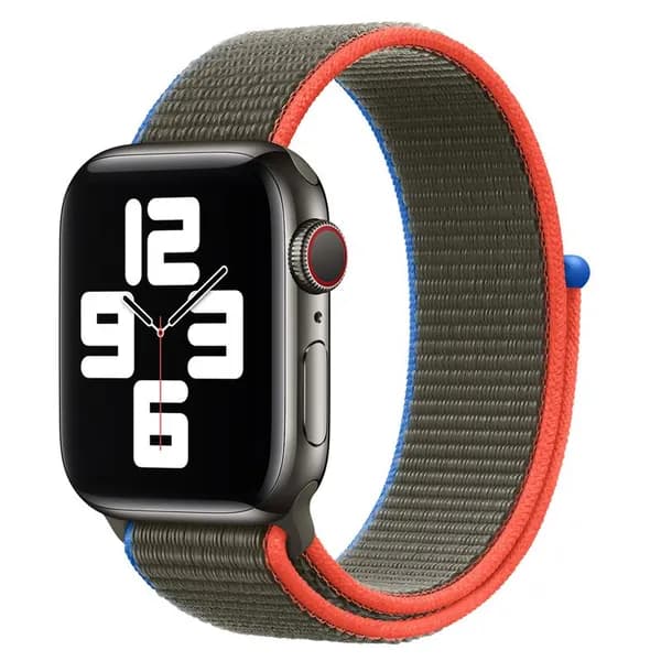 Нейлоновый ремешок для Apple Watch series 1-9 SE, SE 2, 1 и 2 Ultra, 42-44-45-49 mm / Эластичный тканевый браслет на липучке