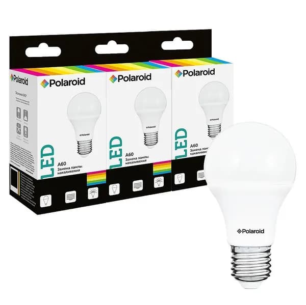 Светодиодная лампа Polaroid 220V A60 12W 4000K E27 1100lm (3 шт.)