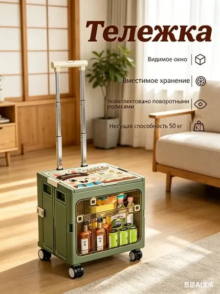 универсальная складная тележка для покупок на колесах