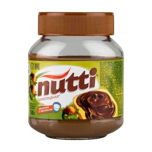 Nutti Шоколадно-ореховая паста с добавлением какао, 330 г
