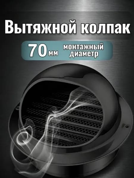 Вентиляционный колпак из нержавеющей стали черного цвета, противодождевой и противонасекомый, несколько диаметров для вытяжных труб