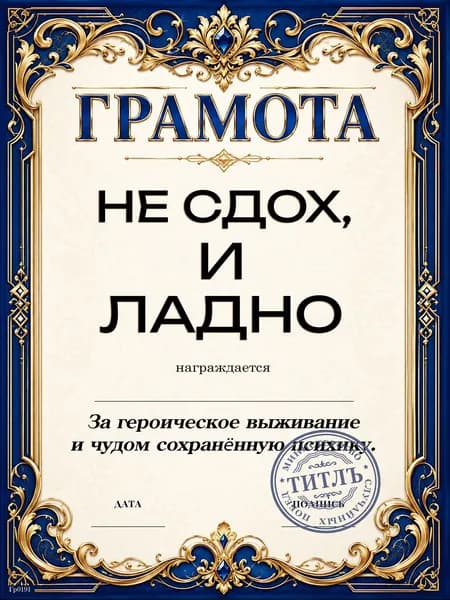 Шуточная грамота для сильного человека