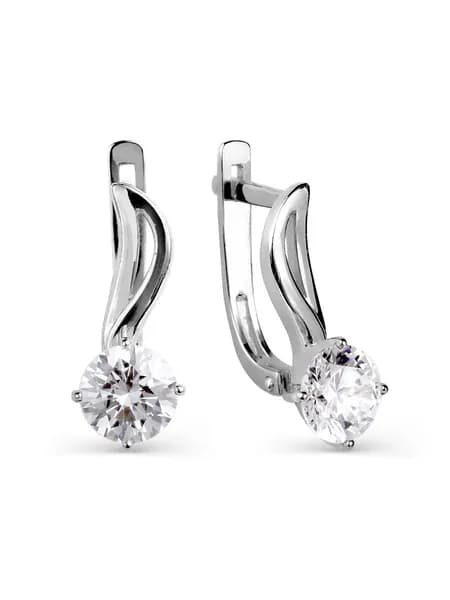 Серьги женские серебряные 925 пробы с фианитами, KARATOV
