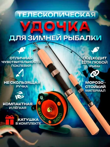 Удочка для зимней рыбалки с катушкой / спиннинг телескопический / удочка для рыбалки телескопическая