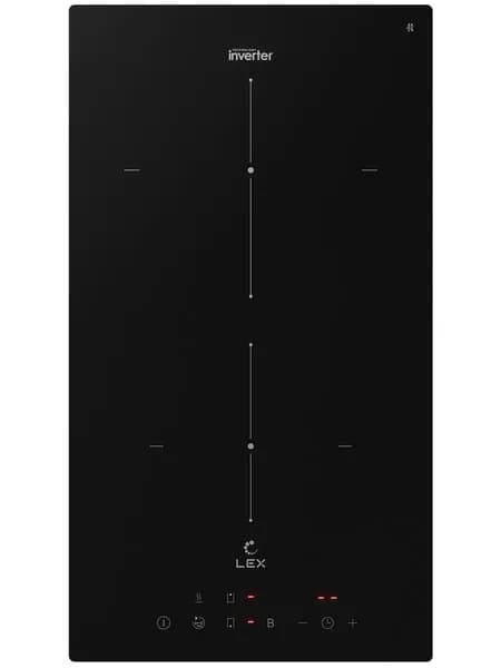 Варочная поверхность индукционная инверторная Lex EVI 3020B I BL, 2 конфорки, 3500 Вт, функция Boost, датчик распознавания наличия посуды, таймер, черный