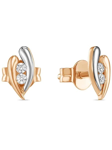 Серьги пусеты из красного золота с фианитами MIUZ Diamonds