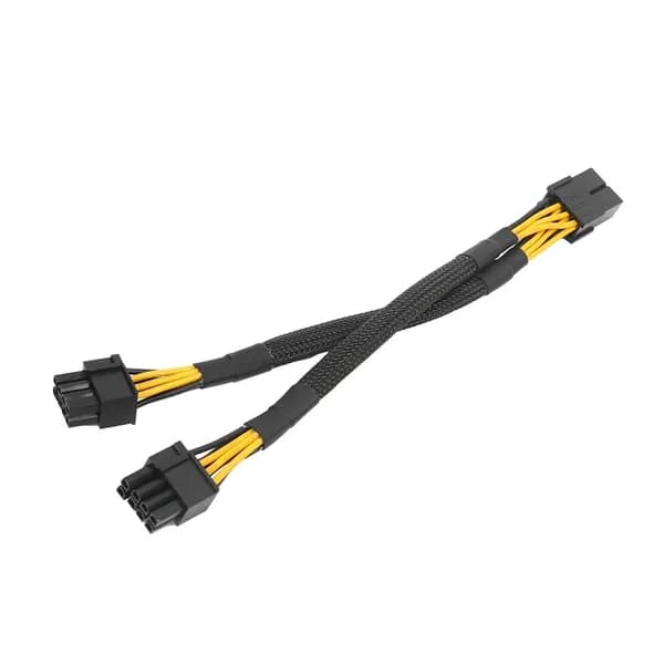1 шт. Адаптер питания PCIe 8-контактный гнездовой разъем на два 8-контактных штекера (6+2) PCI Express, плетеный Y-образный удлинительный кабель, 20 см