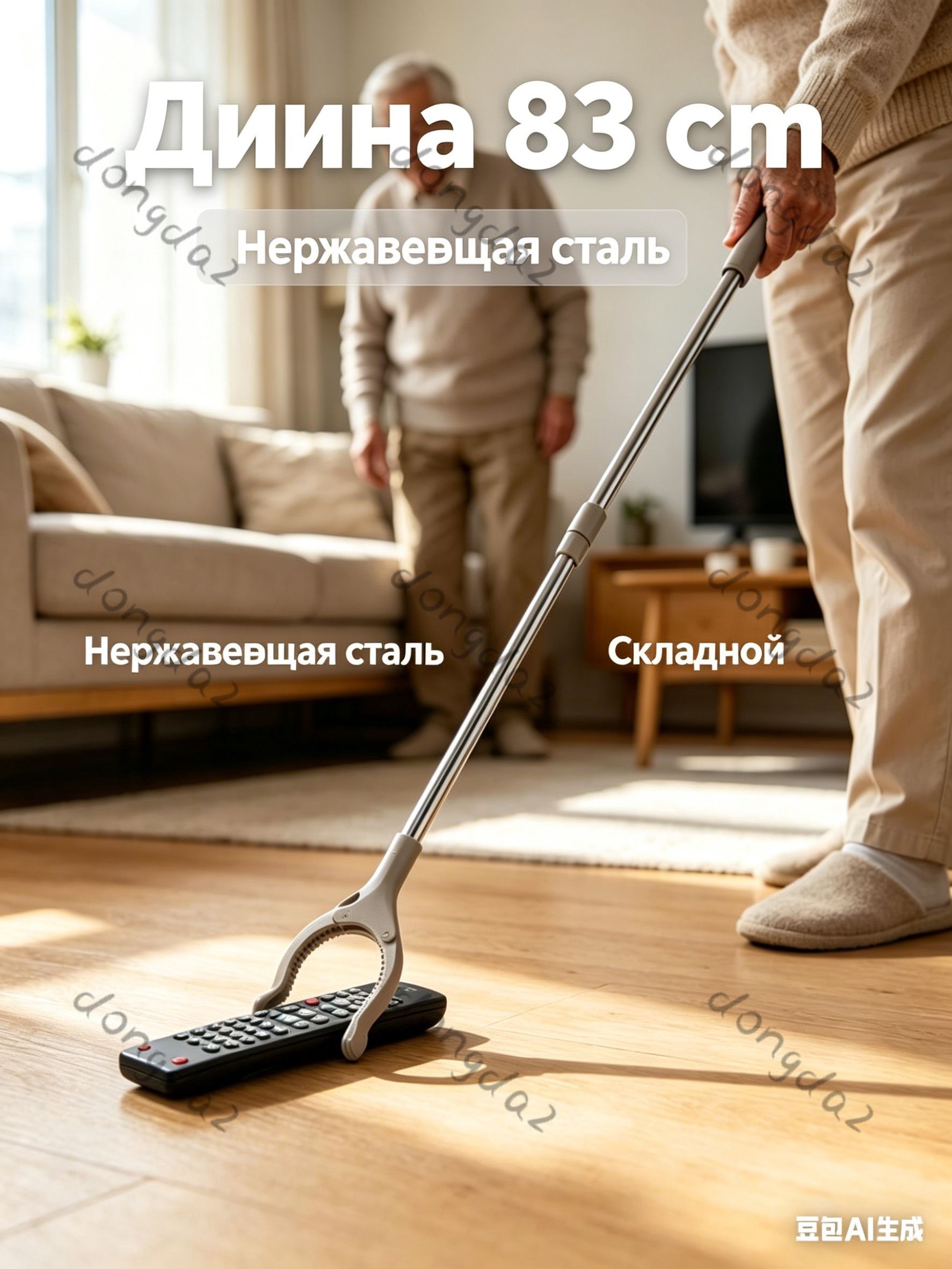 Захват для мусора и предметов складной 83 см, палка-хваталка из нержавеющей стали, щипцы для уборки для инвалидов и пожилых