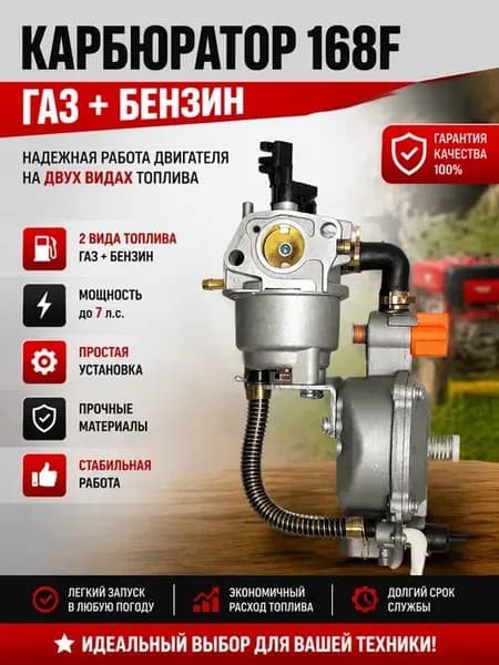 Карбюратор с газовым редуктором 168f 170f (GX160-GX200)