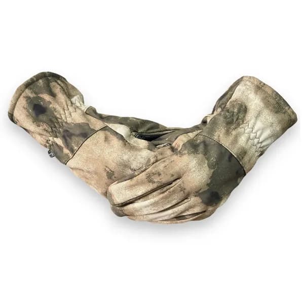Тактические зимние перчатки SoftShell Shark Skin (Защитный камуфляж), флис, тефлоновая пропитка, противоскользящая вставка на ладони