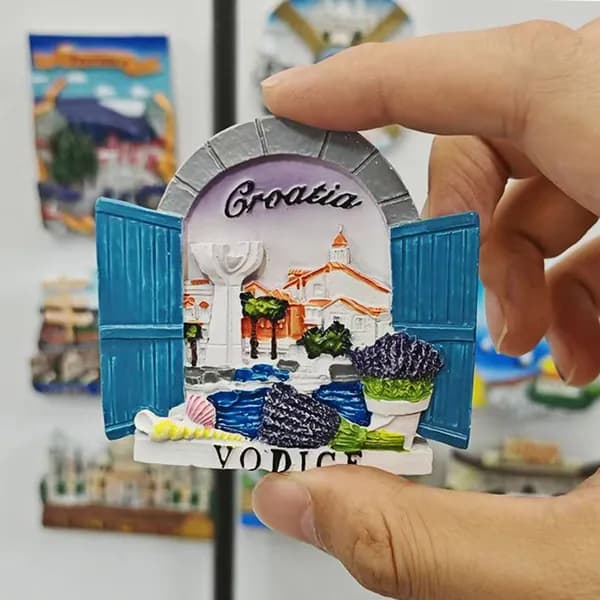 Магнит на холодильник 3D Достопримечательности мира (Альгамбра, Корея, Индия) - сувенир ручной работы из смолы, декор для кухни