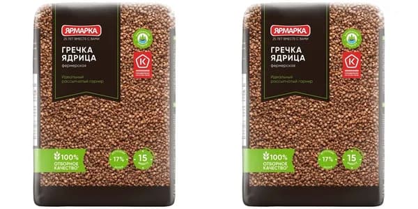 Ярмарка Гречка Ядрица фермерская, 700 г, 2 упаковки