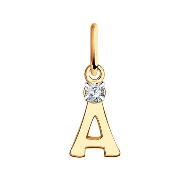 Золотая подвеска-буква А DIAMANT-ONLINE с цирконием 585 пробы