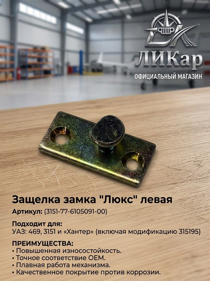 Защелка замка "Люкс" левая УАЗ 469, 3151, Хантер (3151-77-6105091-00)(Сервис Штамп)