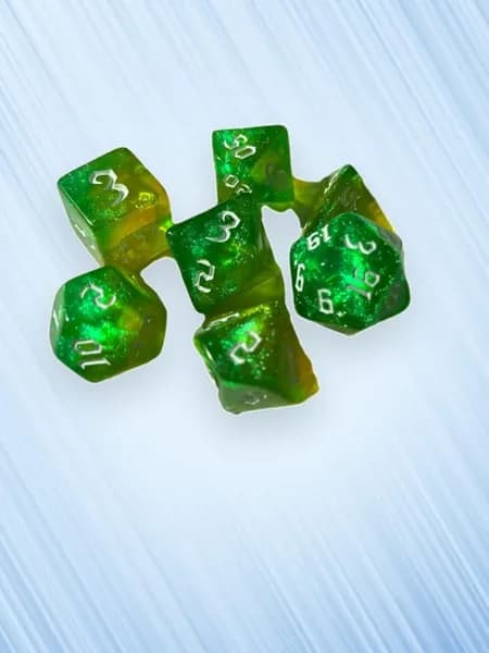 7 кубиков многогранных для настольных игр, Yellow green