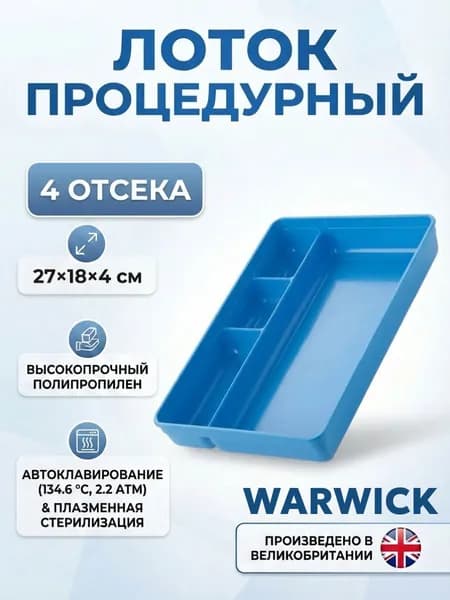 Лоток для процедурной с четырьмя отсеками 27х18х4см