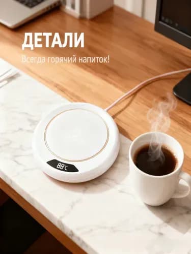 White Подогреватель для кружки с цифровым дисплеем, 3 температуры автоматическое отключение, антискользящая подставка, подарок для офиса и дома